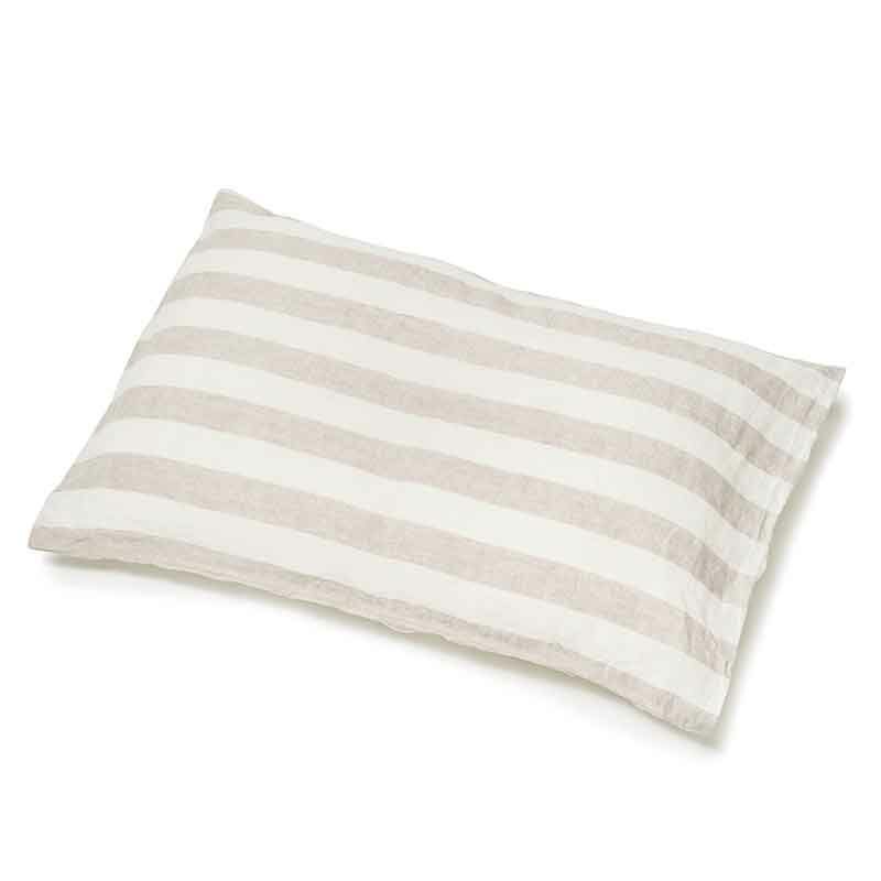 sand-colored striped linen pillowcase Natural - Casa Homefashion