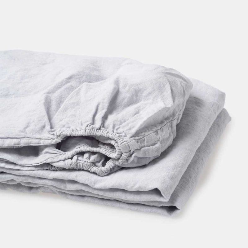 light grey linen fitted sheet